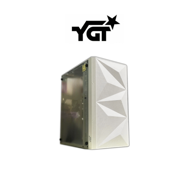 YGT M7 Mesh TG White MATX Desktop PC Case