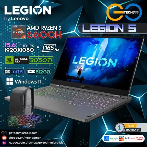 Lenovo Legion 5 15ARH7 82RE000KPH15 | 15.6" FHD 165Hz | AMD Ryzen 5 6600H | RTX 3050 Ti 4GB | 16GB DDR5 | 512GB SSD Laptop