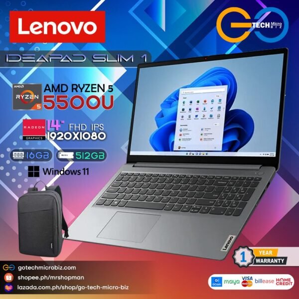 Lenovo IdeaPad 1 14ALC7 82R30079PH | 14" FHD | AMD Ryzen 5 5500U | 16GB DDRR4 | 512GB SSD Laptop