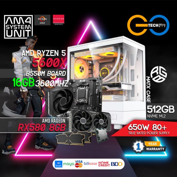 AMD Ryzen 5 5600X+ RTX 580 8GB | 16GB Ram Desktop PC Build Bundle Set