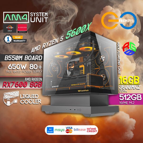 AMD Ryzen 5 5600X + RX 7600 8GB | 16GB RAM | AM4 Desktop PC Build Bundle Set