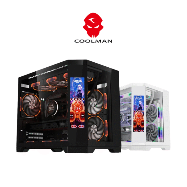 Coolman Spectra M + LCD Screen Display MATX Black White PC Case