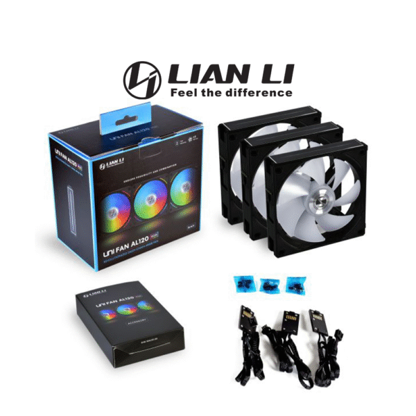 Lian Li Unifan AL120 ARGB 3 in 1 Kit | Single Fan Black | White Case Fan