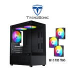 Trendsonic Juro TG Micro ATX w/ 3 RGB Fans PC Case MATX Black