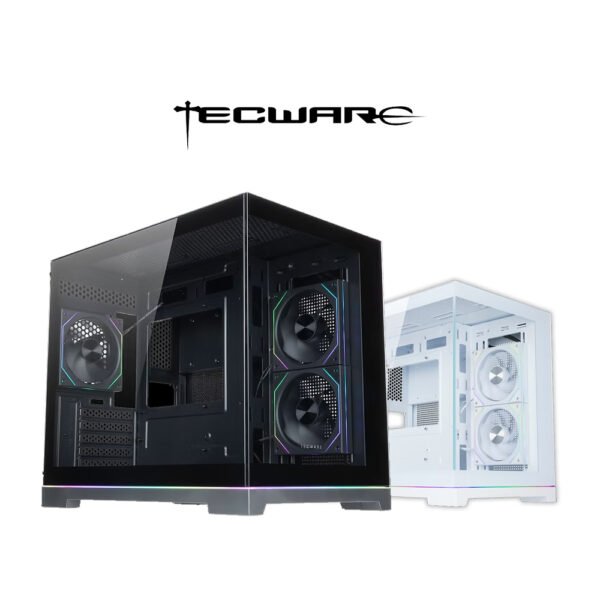 Tecware VXN Glow M Dual Chamber MATX PC Case Black | White Micro ATX Chassis