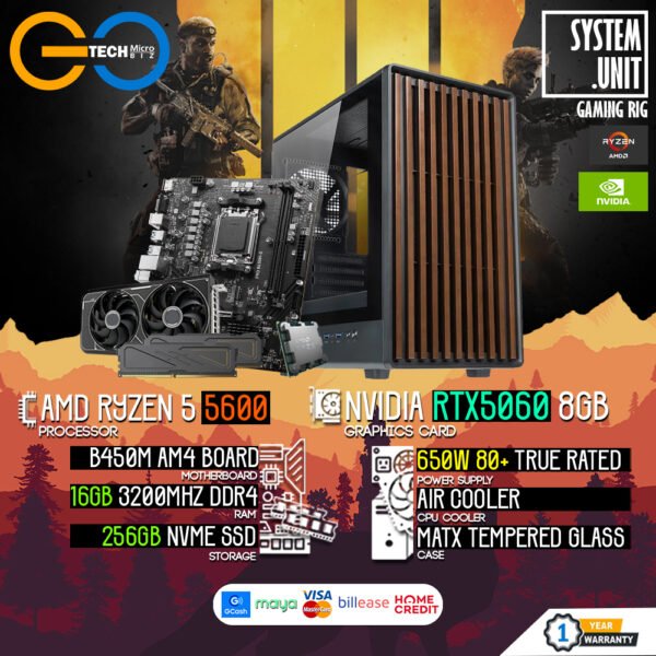 AMD Ryzen 5 5600 + RTX 5060 8GB | 16GB RAM AM4 Desktop PC Build Bundle Set