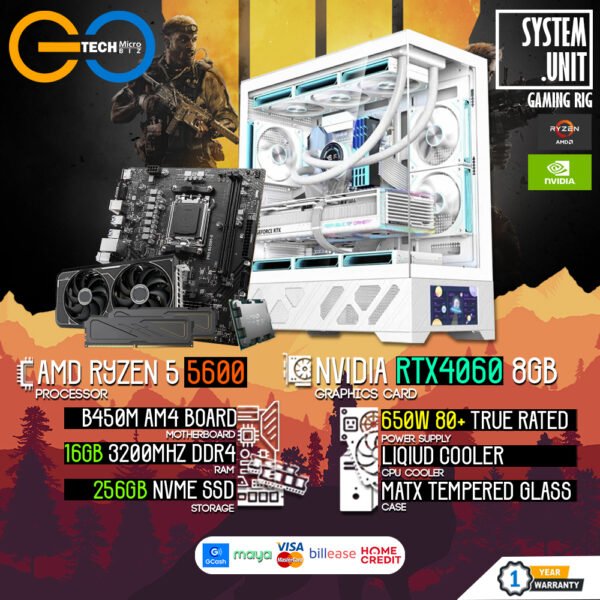 AMD Ryzen 5 5600 + RTX 4060 8GB | 16GB RAM AM4 Desktop PC Build Bundle Set