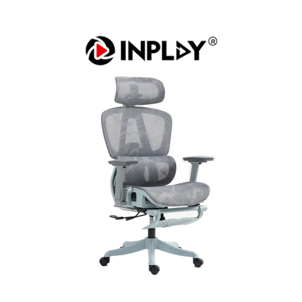 INPLAY EF100 Ergonomic Chair Adjustable Breathable Design with Foot Rest