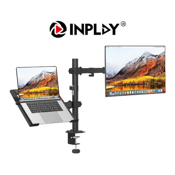 Inplay KMT-4 Monitor Mount With Laptop Tray Dual Arm Desk Mount