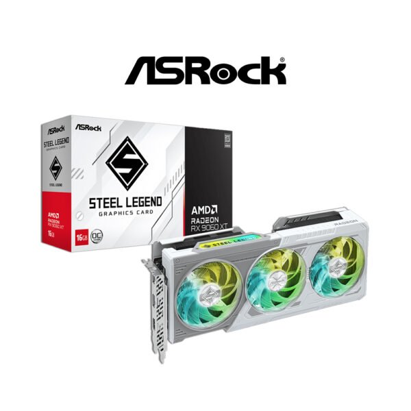 ASRock Radeon RX 9060 XT Steel Legend 16GB OC AMD Graphics Card