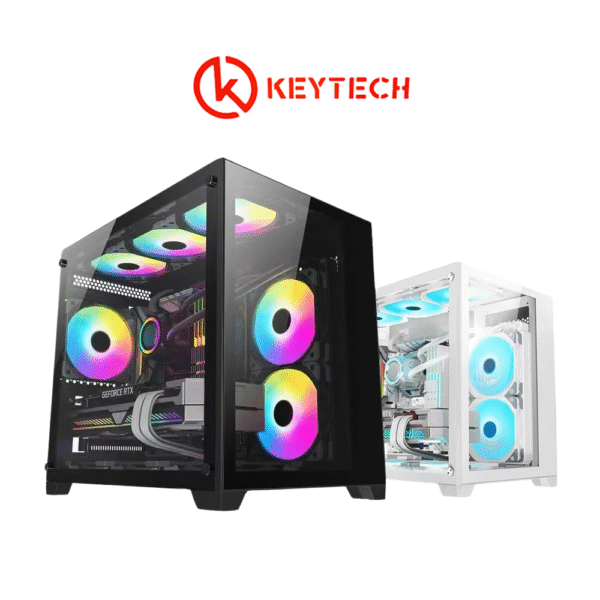 Keytech Robin Mini MATX Dual Chamber PC Case Tempered Glass Chassis