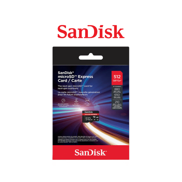 Sandisk MicroSD Express Card 512GB PCIe NVMe UHS-I 880MB/s Read Micro SD Card
