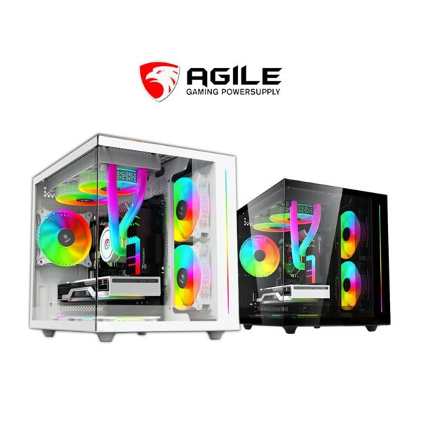 Agile Blakiston Micro ATX Dual Chamber Black | White PC Case Chassis Blackiston