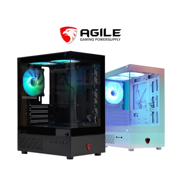 Agile Eagle Warrior Mini with 3 RGB Fans Dual Chamber Black | White PC Case Chassis