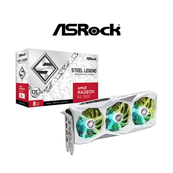ASRock AMD Radeon RX7600 Steel Legend 8GB OC Graphics Card GPU Video Card RX 7600