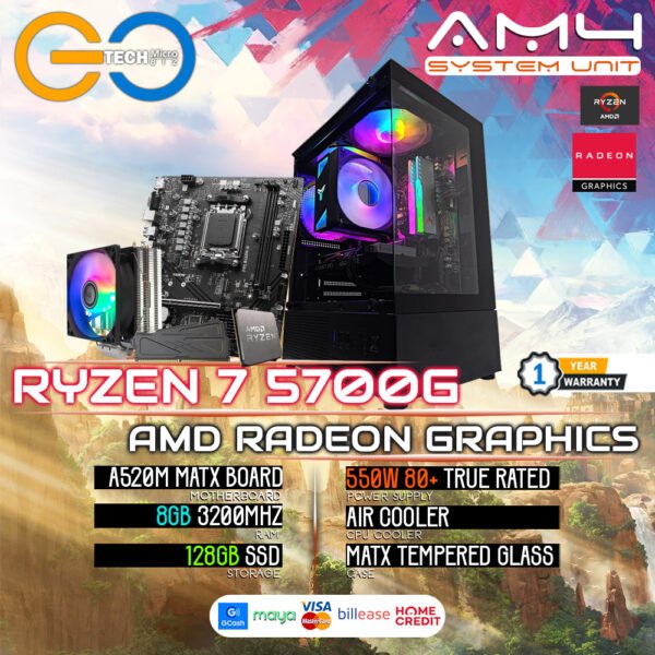 AMD Ryzen 7 5700G | 8Gb RAM | AM4 Desktop PC Build Bundle Set
