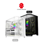 Coolman Zentra Luxe ATX Vision Top Glass PC Case (Black, White)