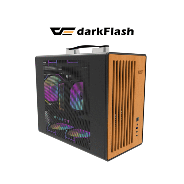 DarkFlash WD200 Wood Edition M-ATX PC Case (Black)