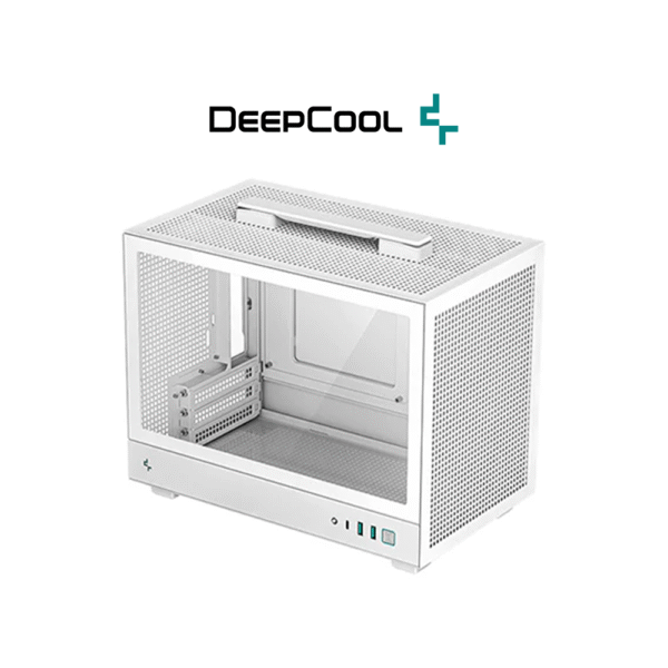 Deepcool CH160 Mini Ultra Portable WHITE mini-ITX Tempered Glass PC Case (White)