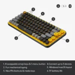 Logitech Pop Keys Wireless Mechanical Keyboard (Blast Yellow) - Image 3