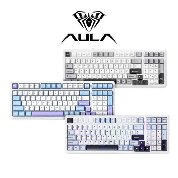 Aula F99 RGB Tri-Mode Hot-Swap Mechanical Gaming Keyboard (White/Blue/Dark Purple, White/Blue/Purple, Grey/White/Dark Grey)