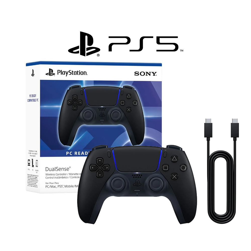 Sony PlayStation 5 PS5 Dualsense Wireless Controller + USB Cable for PC (Midnight Black)