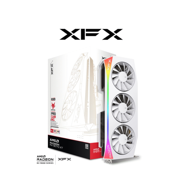 XFX Mercury AMD Radeon RX 9070XT 16GB OC White Gaming Edition with RGB Video Card RX9070XT