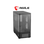 Agile DOME Curved Tempered Glass with 3 RGB Fans and Digital Display MATX PC Case (Black)