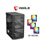 Agile NEST Tempered Glass with 4 RGB Fans MATX PC Case (Black)