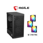 Agile PERYTON V2 Tempered Glass with 3 RGB Fans MATX PC Case (Black)
