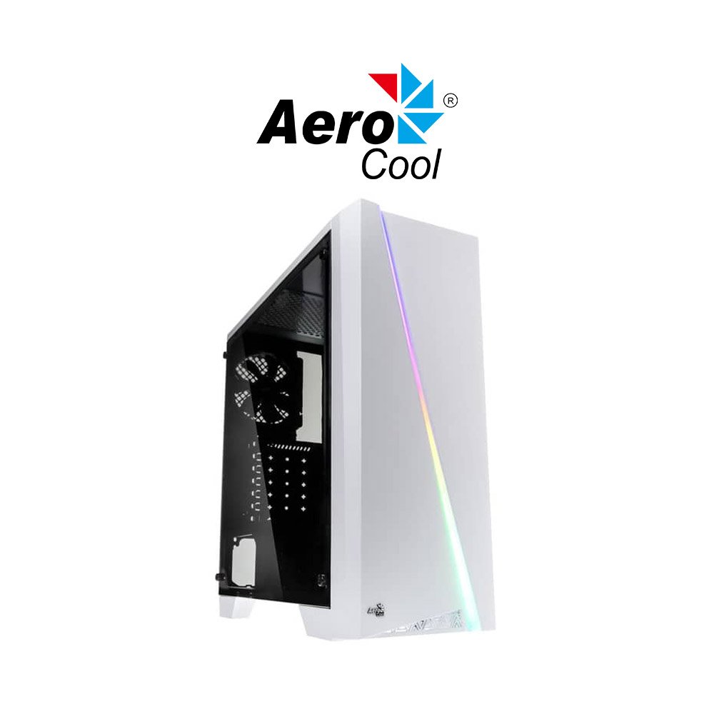 cylonRGB 1 Aerocool Cyclon RGB ATX PC Case Chassis White - Image 1