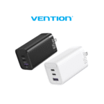 Vention 3-Port USB C+C+A GaN Charger 65W/30W/30W US-Plug (Black, White) (FEDB0-US, FEDW0-US)