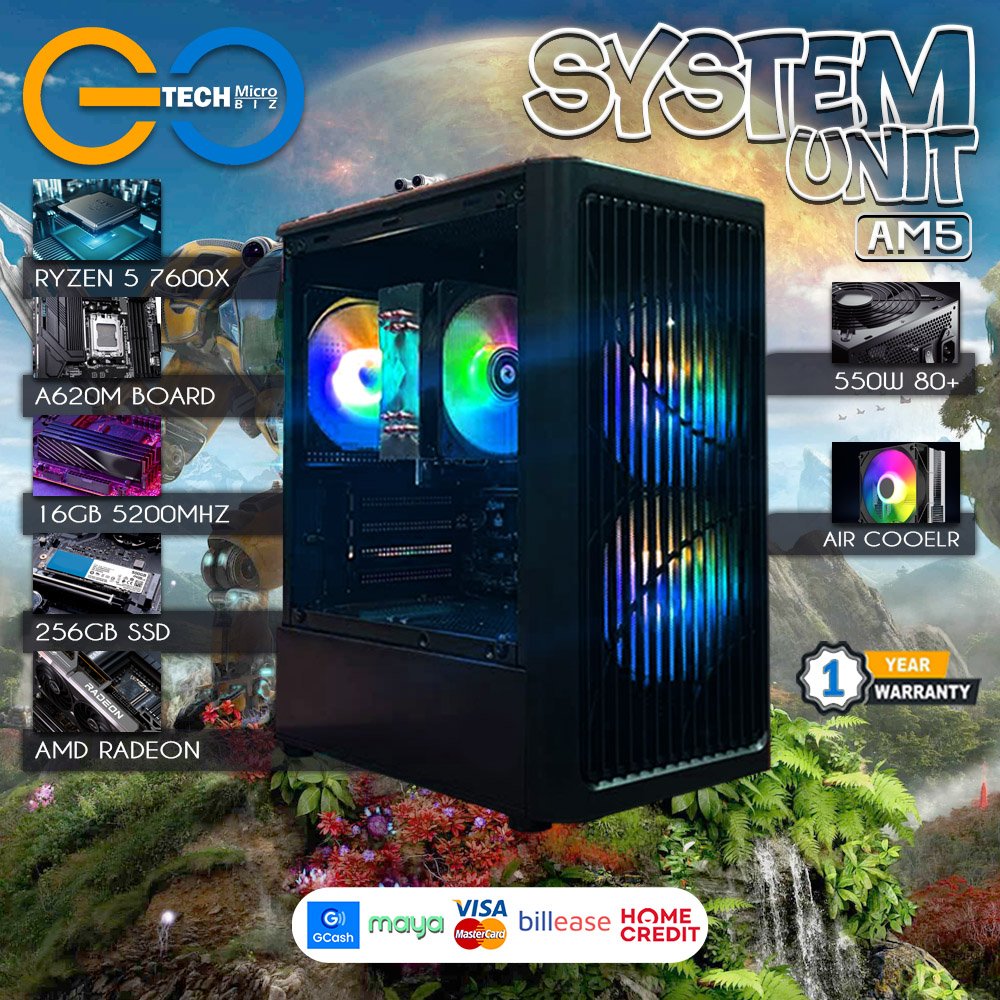 7600x+a620m AMD Ryzen 5 7600X | 16GB DDR5 AM5 System Unit - Image 1