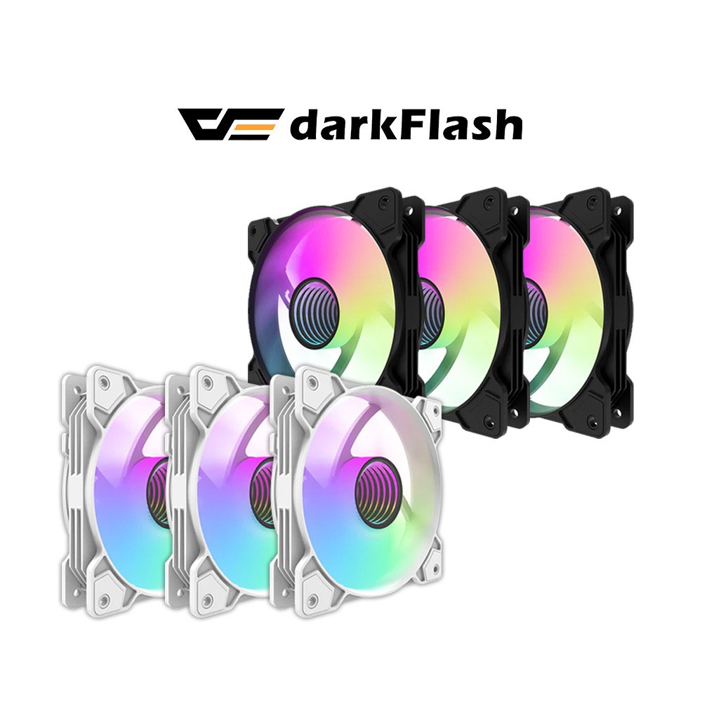 c8infinity 1 Darkflash C8 Infinity ARGB 3in1 Pack | Single Case Fans Black | White Cooling Fan - Image 1