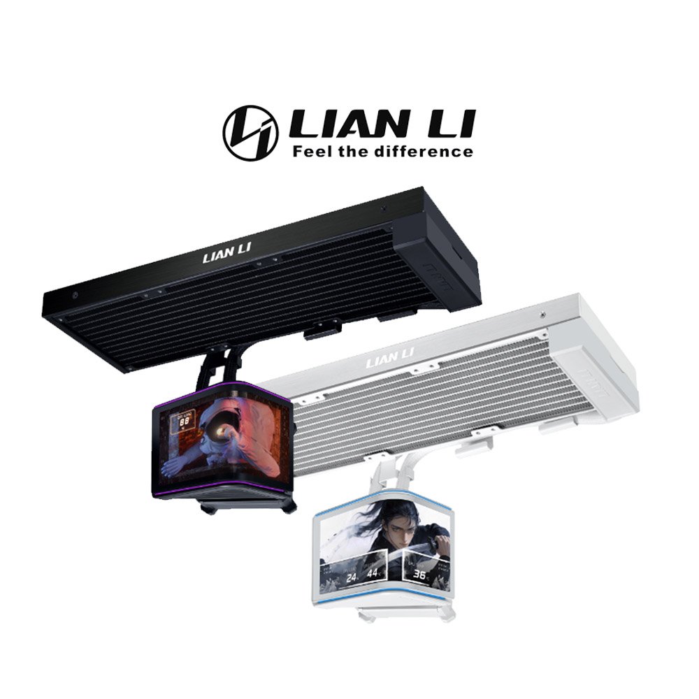 hs2OLED360FL 1 Lian li HydroShift II OLED 360 FANLESS 360MM AIO Liquid Cooler Black | White - Image 1